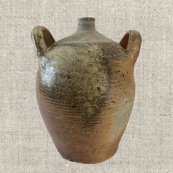 19c French Provincial Stoneware Olive Oil Jug
